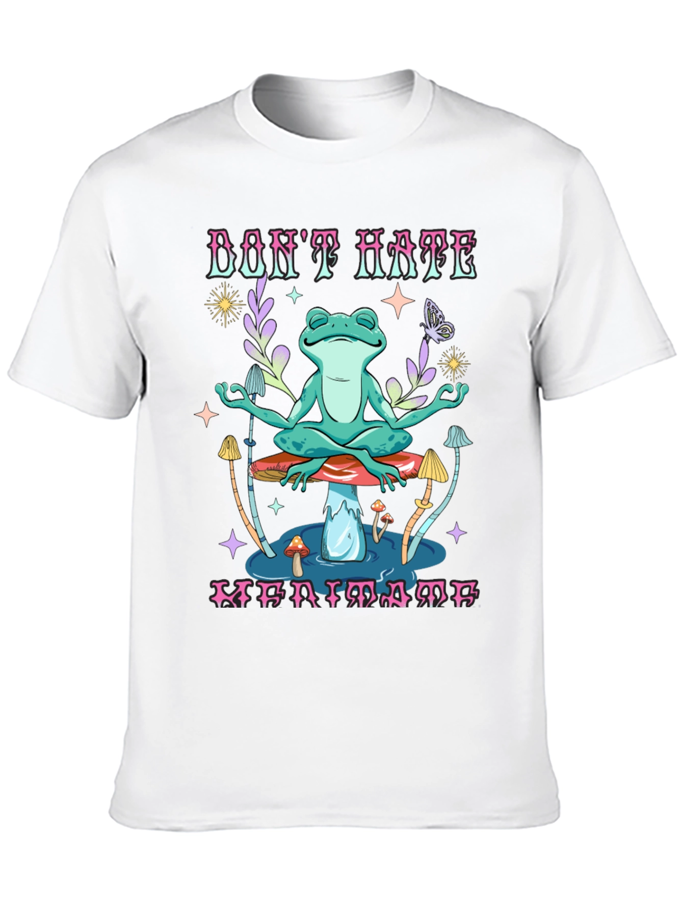 Black Don't Hate Meditate Frog Graphic T-Shirt view 10