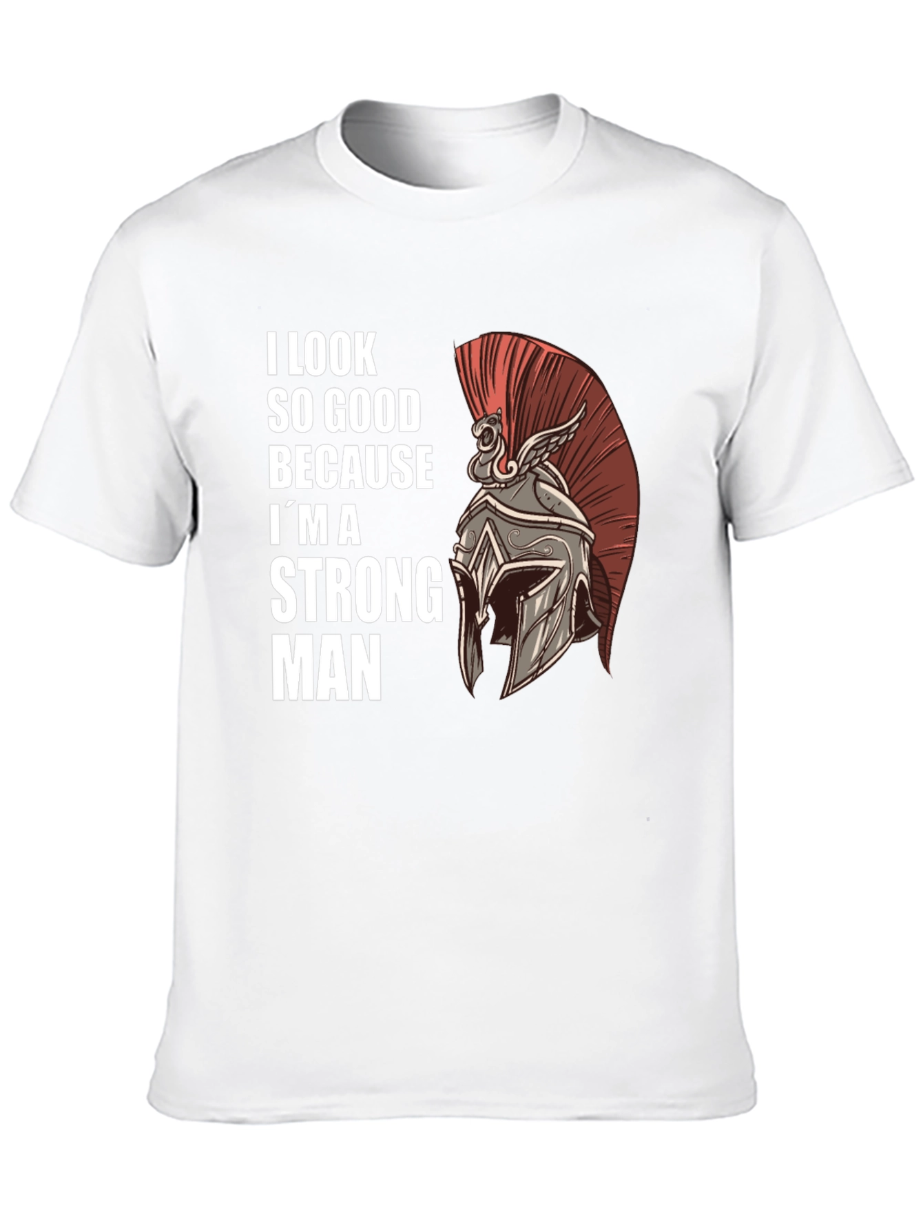 Black Strong Man Graphic Tee - Spartan Helmet Design view 10
