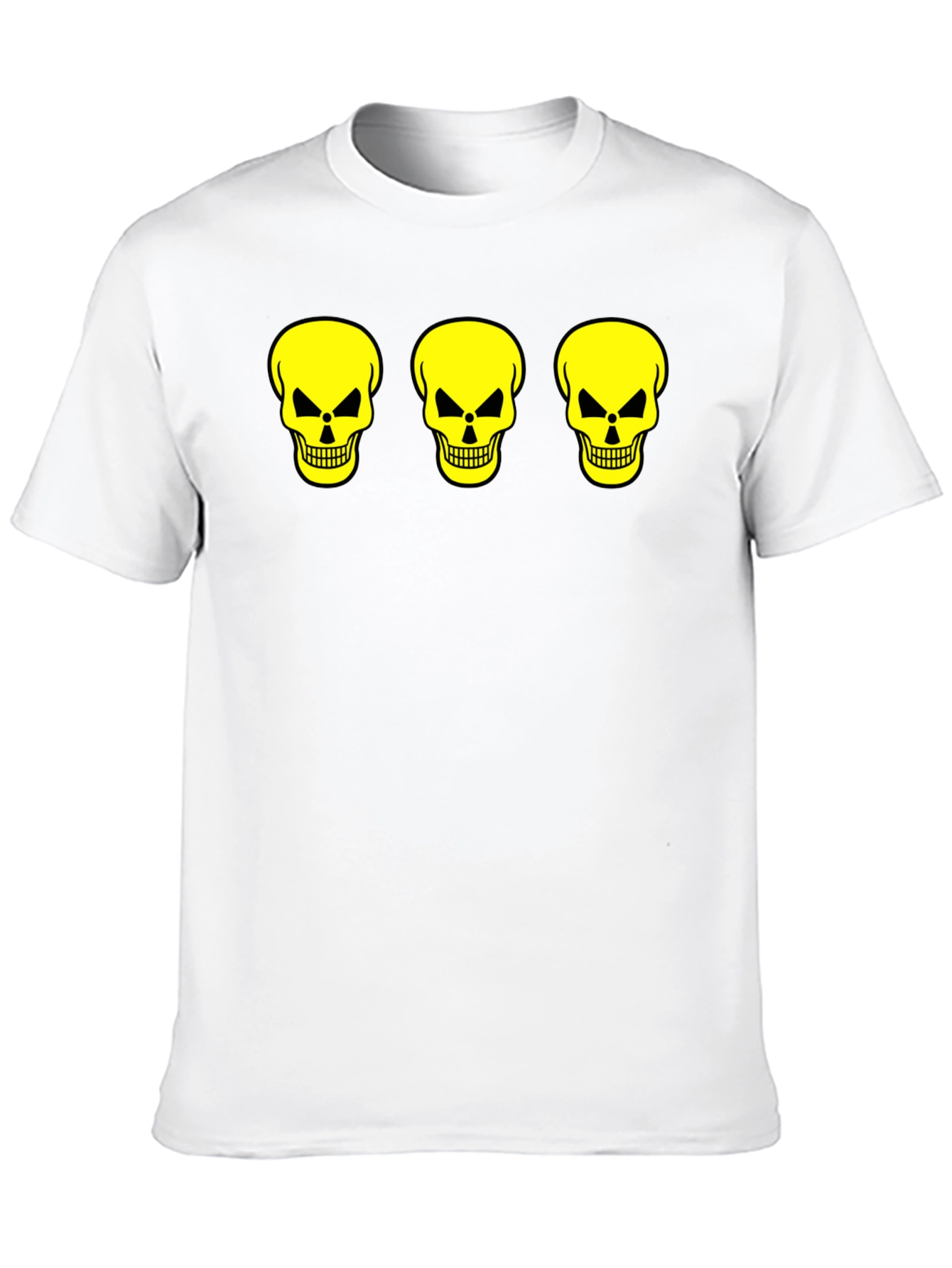 Black Skull Trio Graphic Tee - Black Cotton T-Shirt view 10