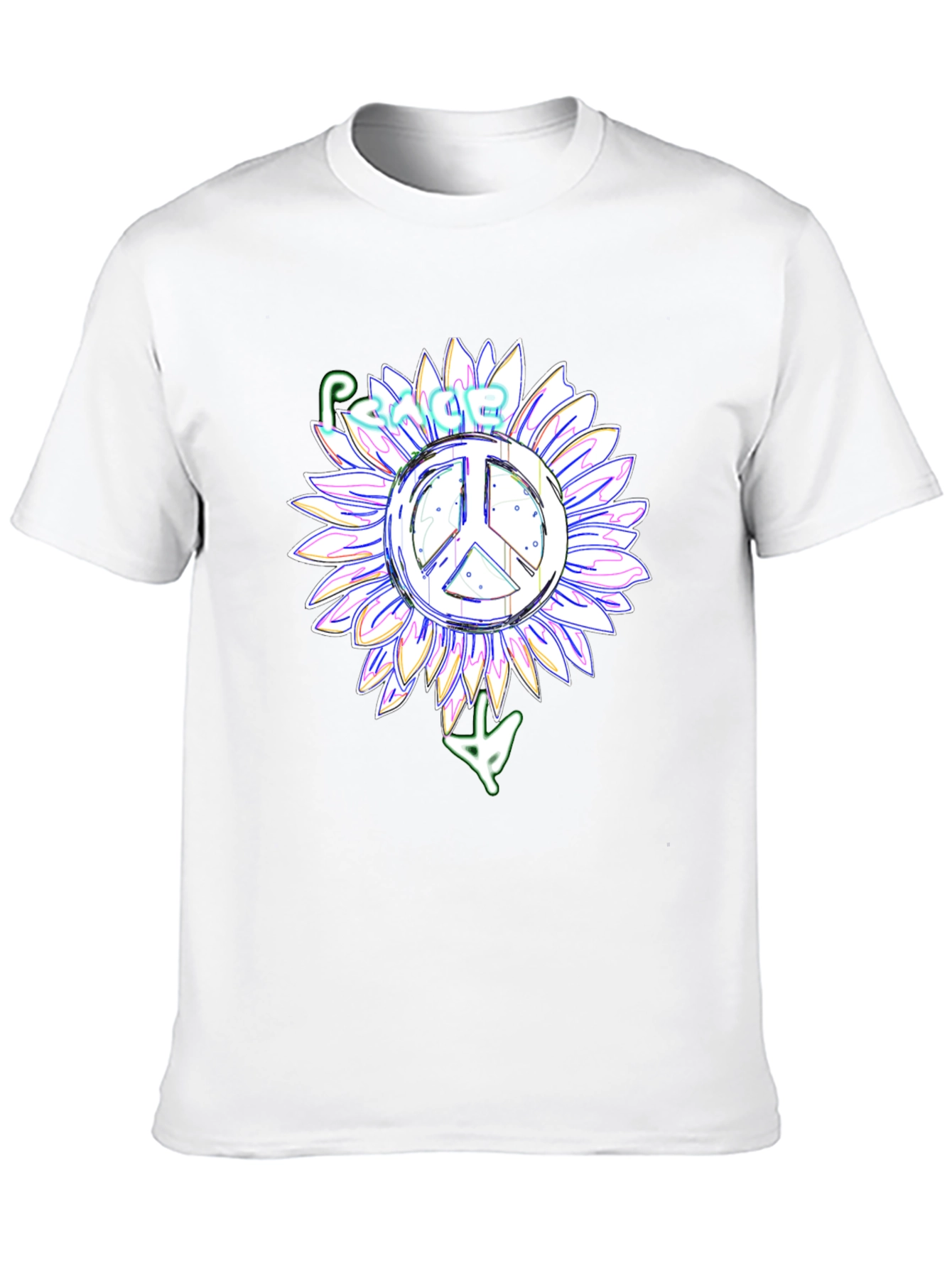 Black Peace Sign Sunflower Black T-Shirt view 10