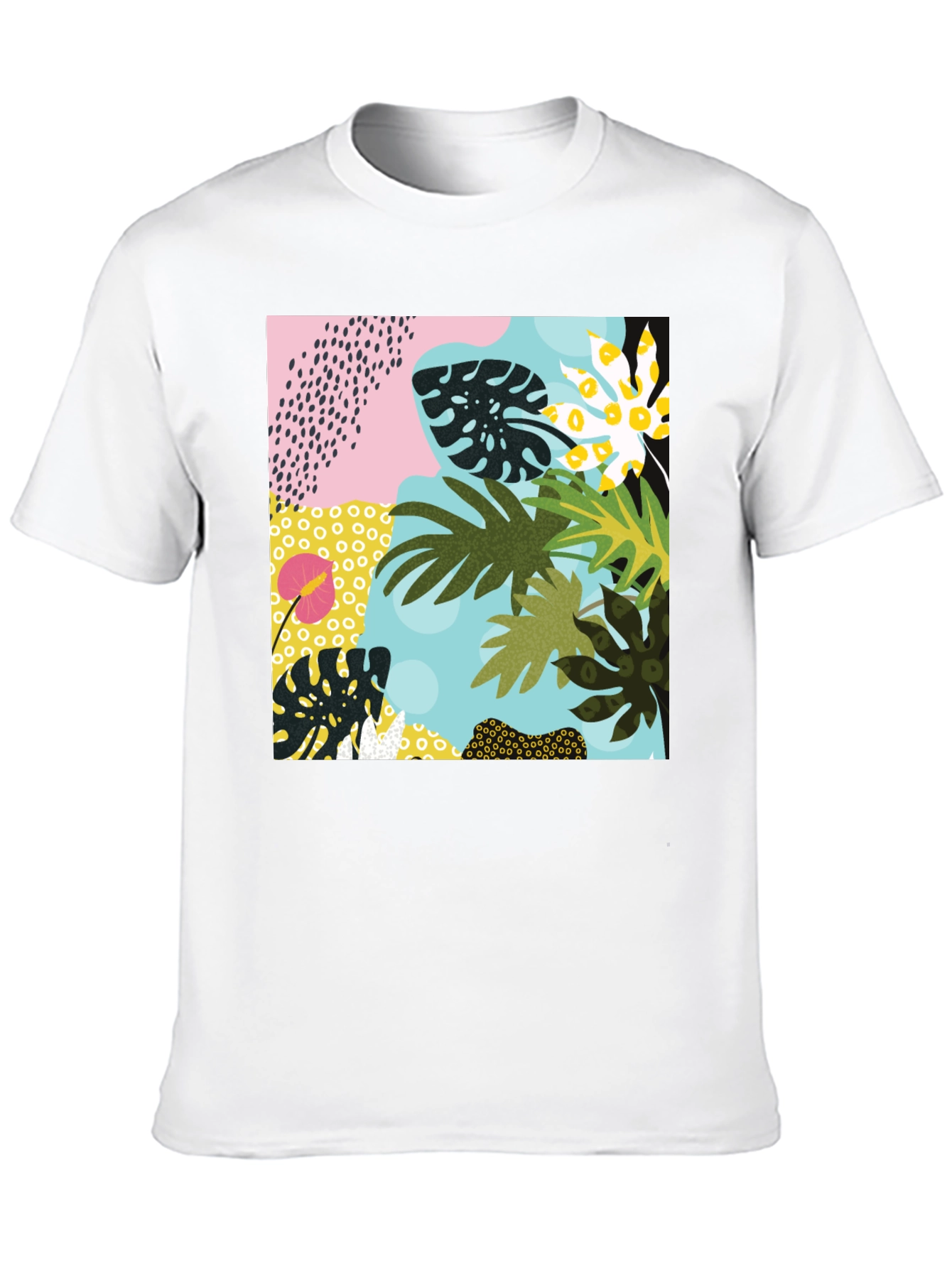 Black Tropical Print Black T-Shirt view 10