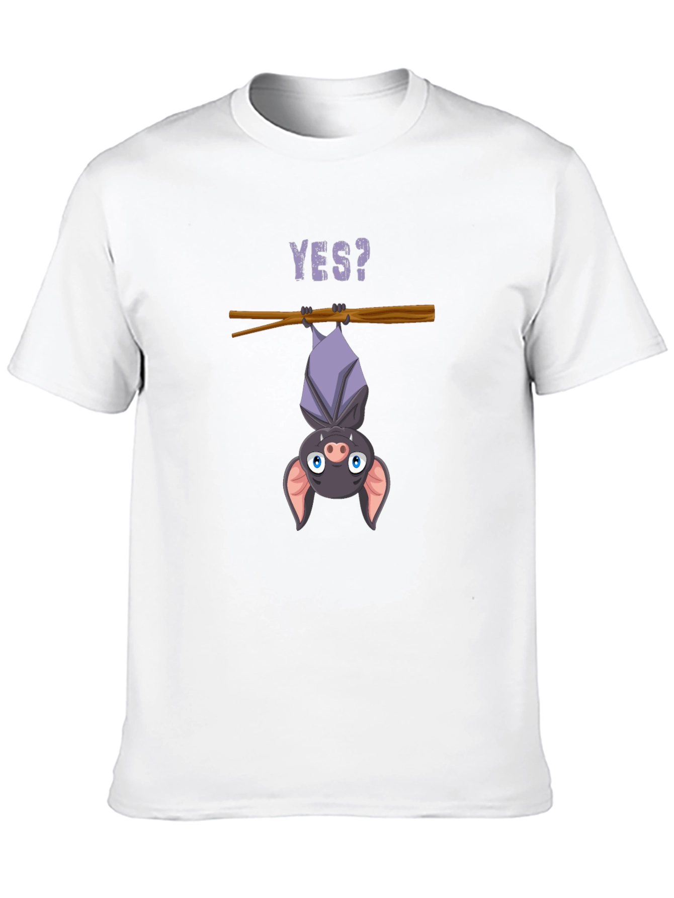 Black Cartoon Bat T-Shirt - Hanging Yes? Graphic Tee view 10