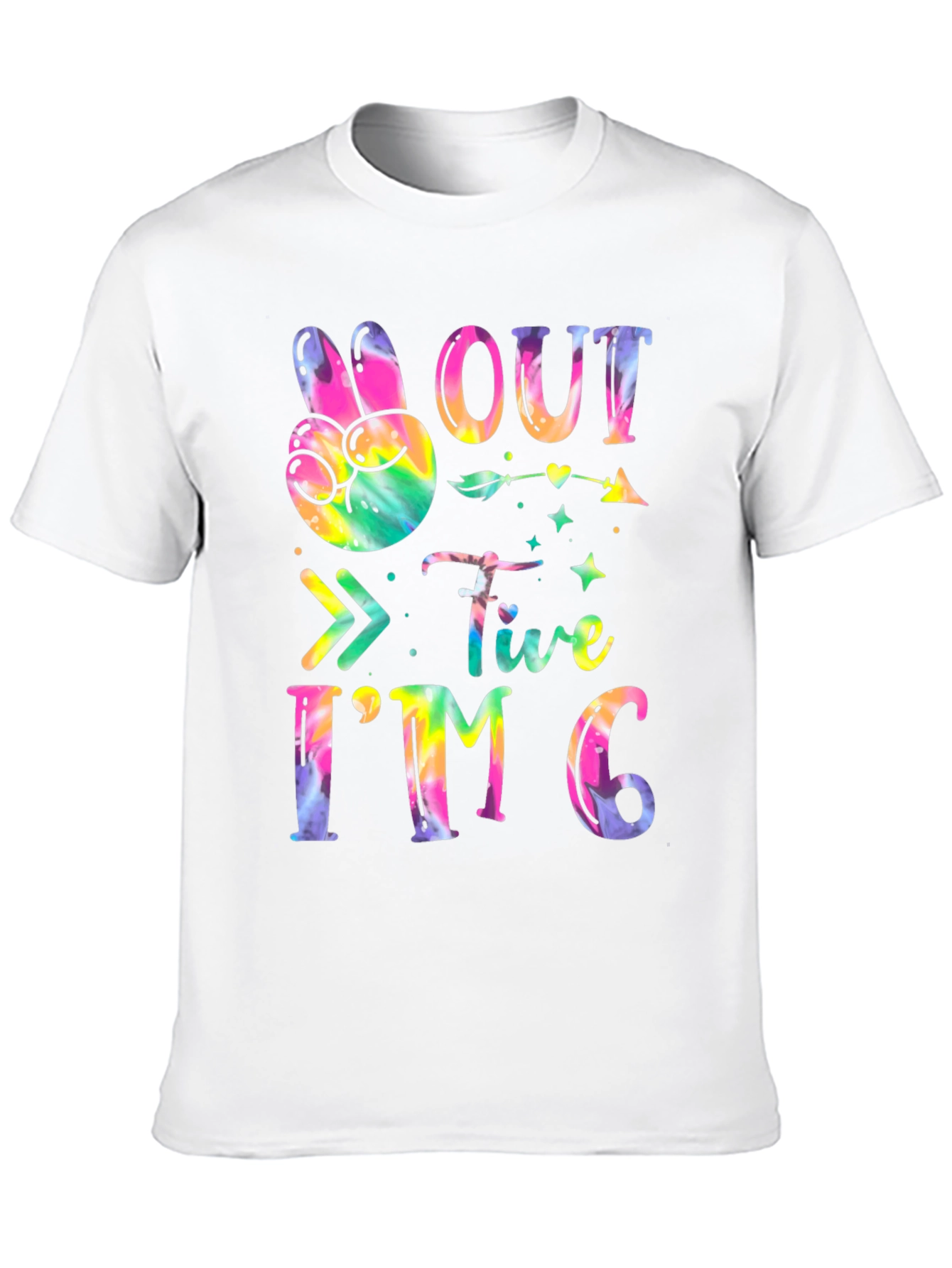 Black Peace Out Five I'm Six Tie Dye Birthday T-Shirt view 10