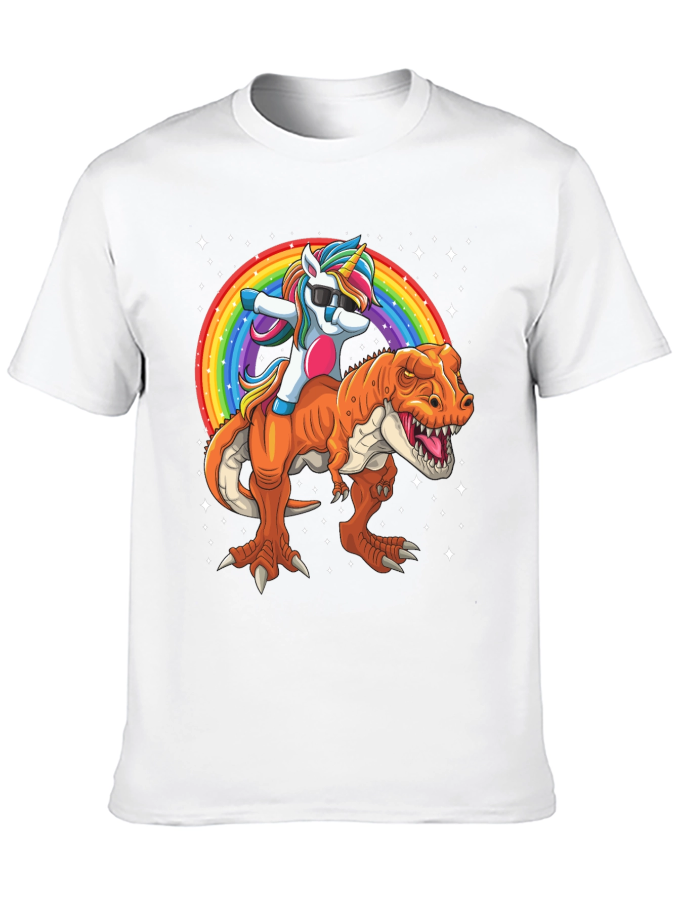 Black Unicorn Riding Dinosaur Men's Graphic T-Shirt view 10