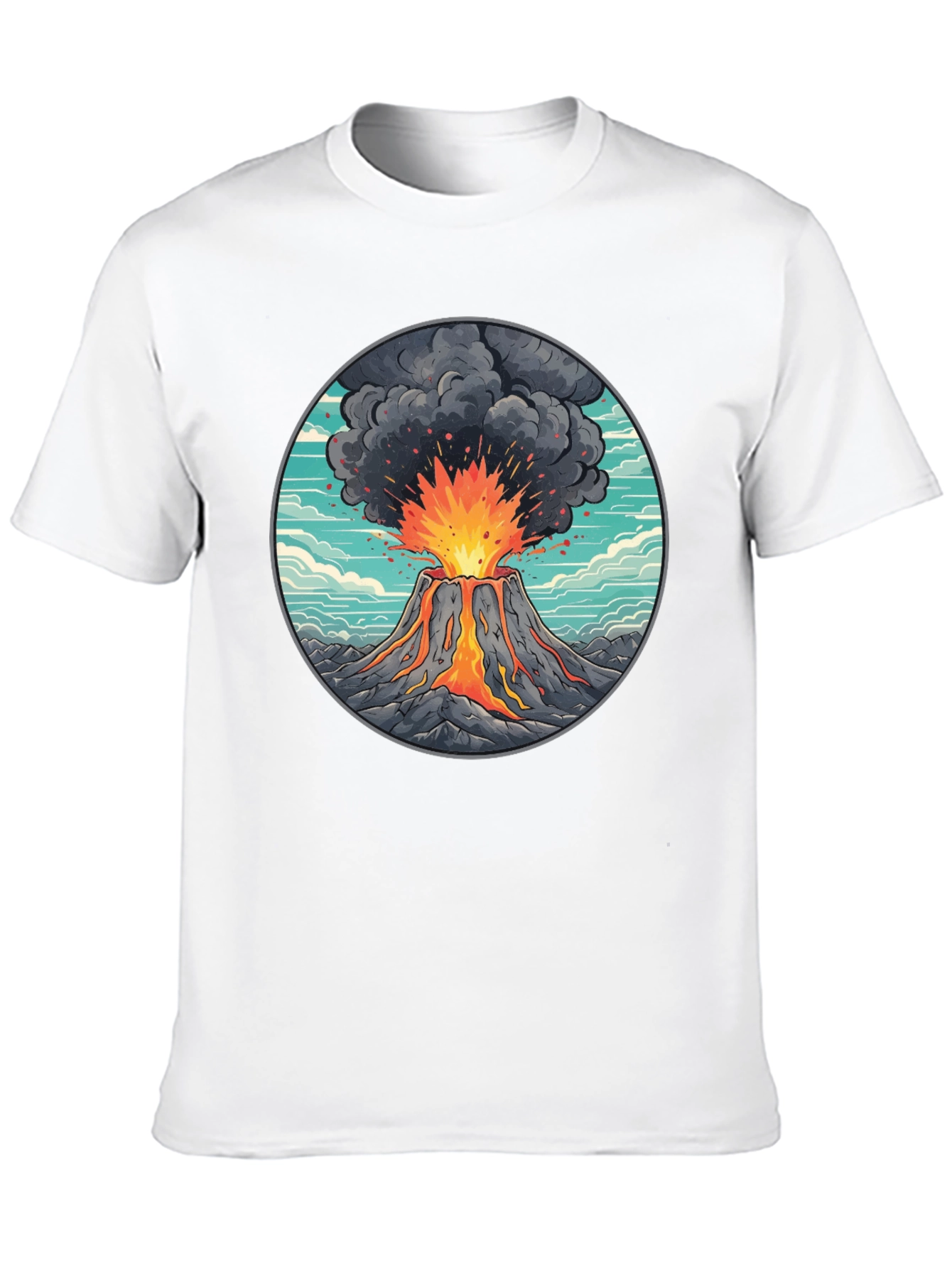 Black Volcano Eruption Graphic Tee - Black Cotton Blend view 10