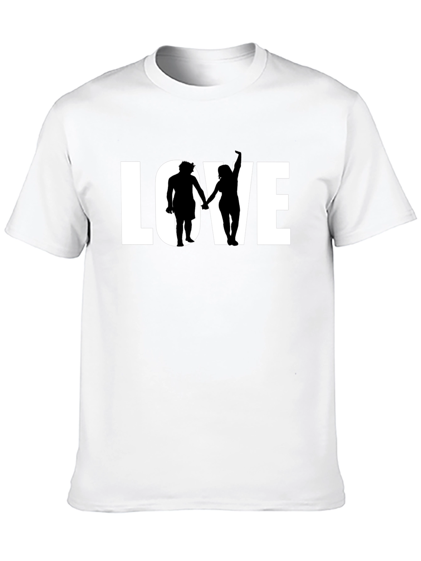 Black LOVE Graphic Tee - Couple Silhouette Black T-Shirt view 10