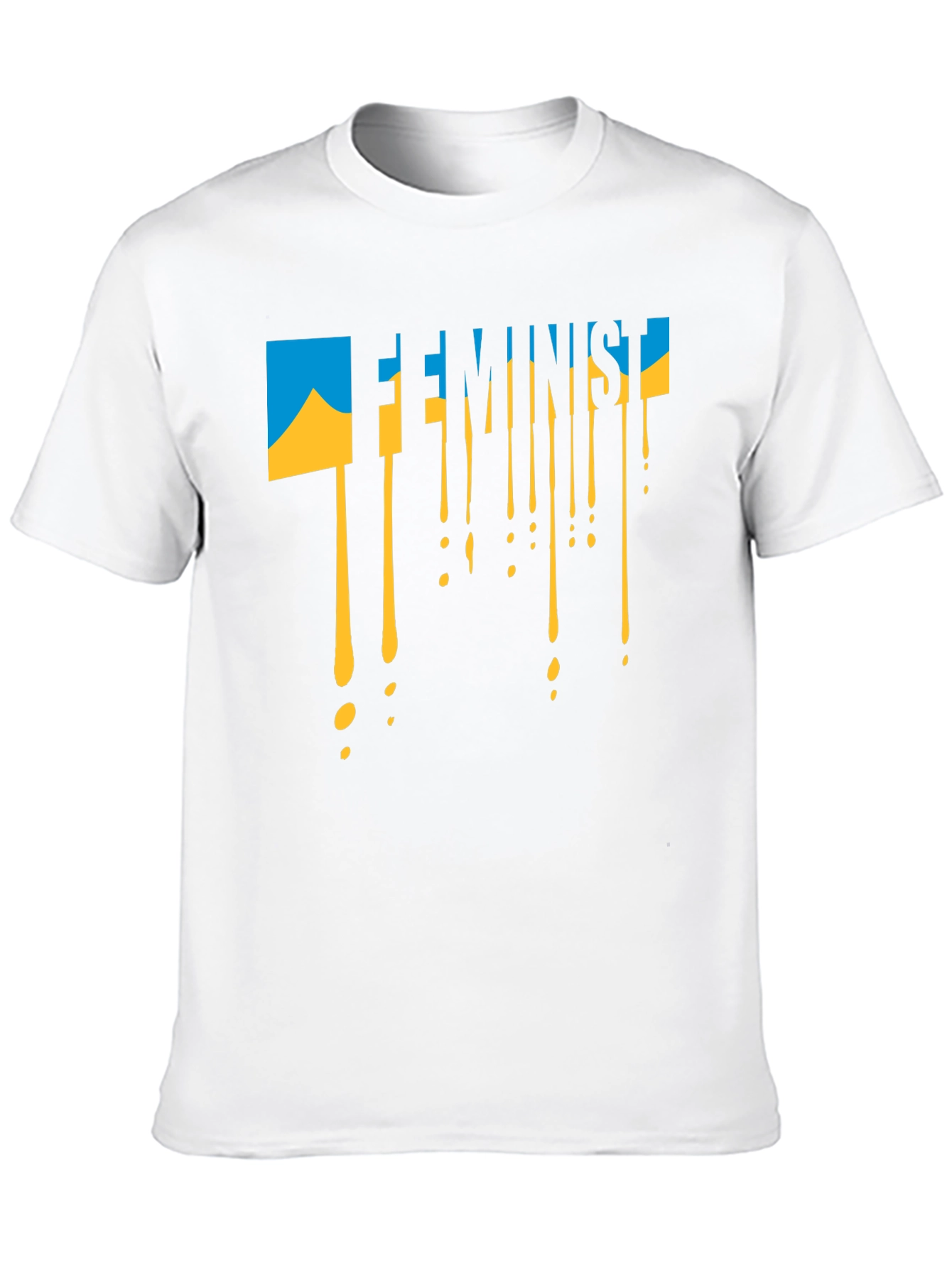 Black Feminist Ukraine Flag Drip T-Shirt view 10