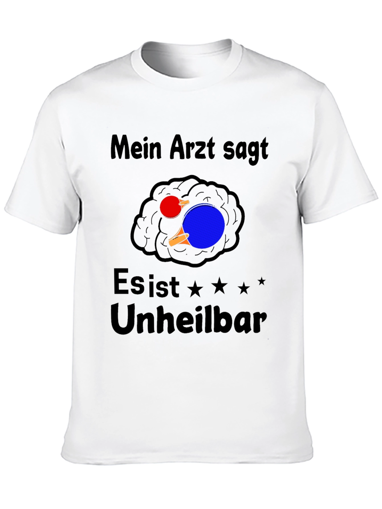 Black Funny Ping Pong Brain T-Shirt - Mein Arzt Sagt... view 10