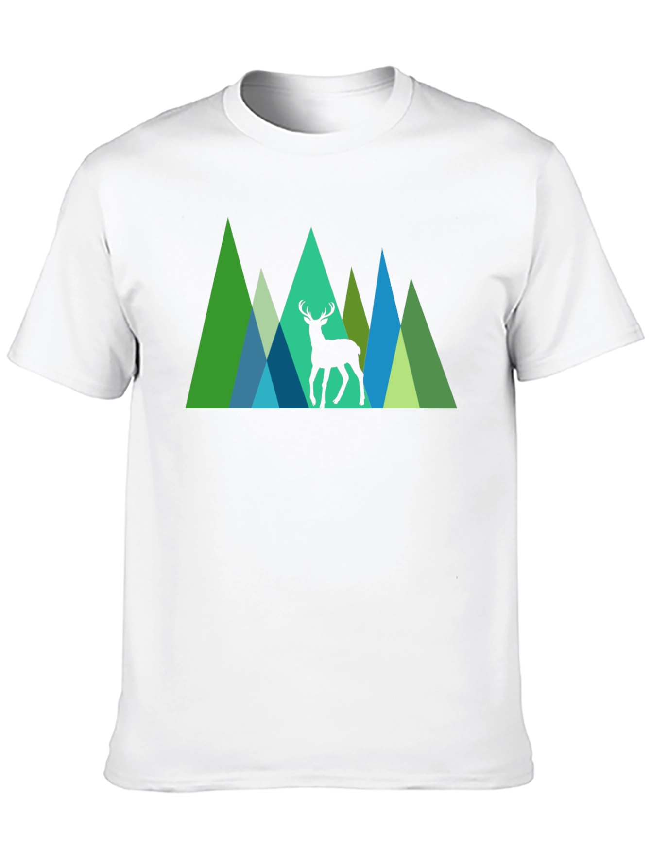 Black Geometric Deer Graphic Tee - Nature Inspired Black T-Shirt view 10