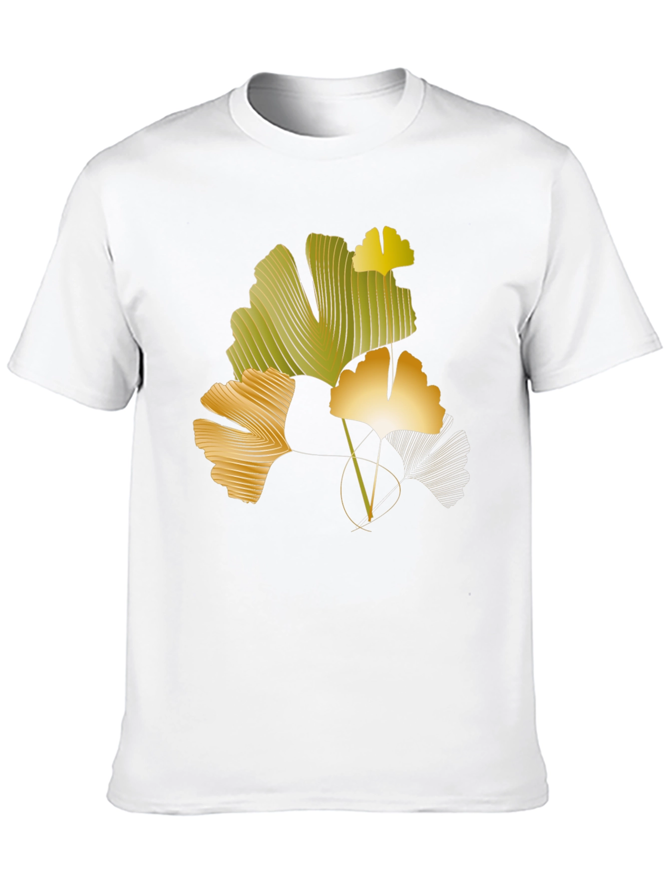Black Ginkgo Leaf Graphic Black T-Shirt view 10