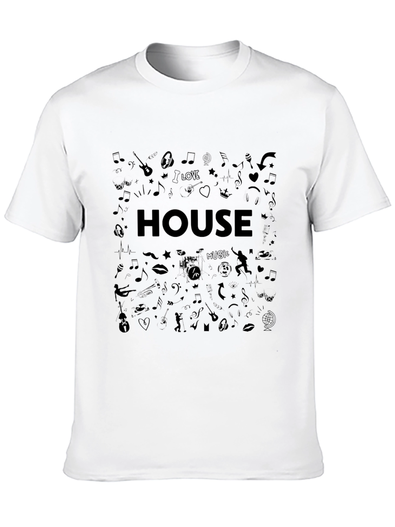 Black House Music Graphic Tee - Unisex Black T-Shirt view 10
