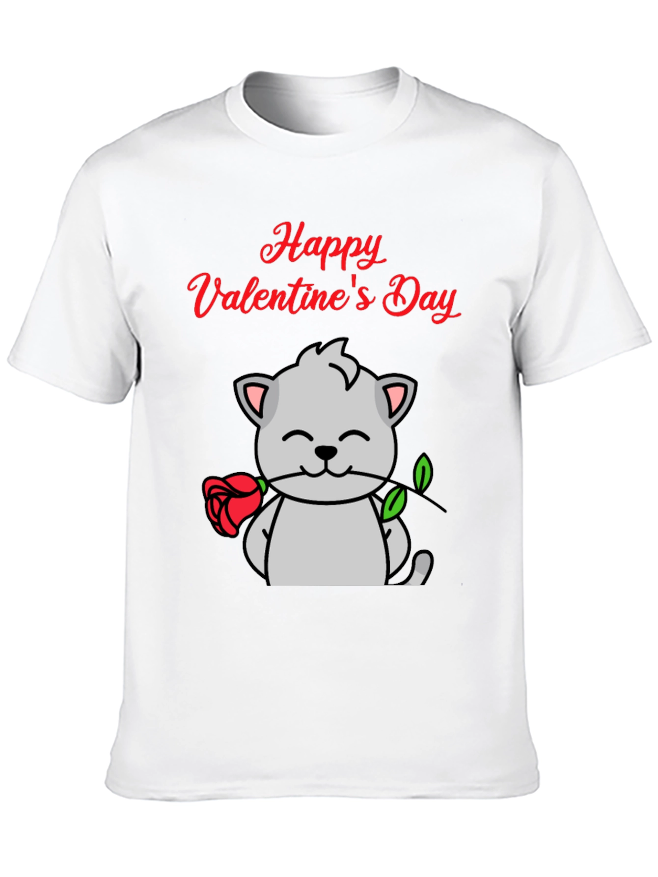 Black Happy Valentine's Day Cat T-Shirt view 10