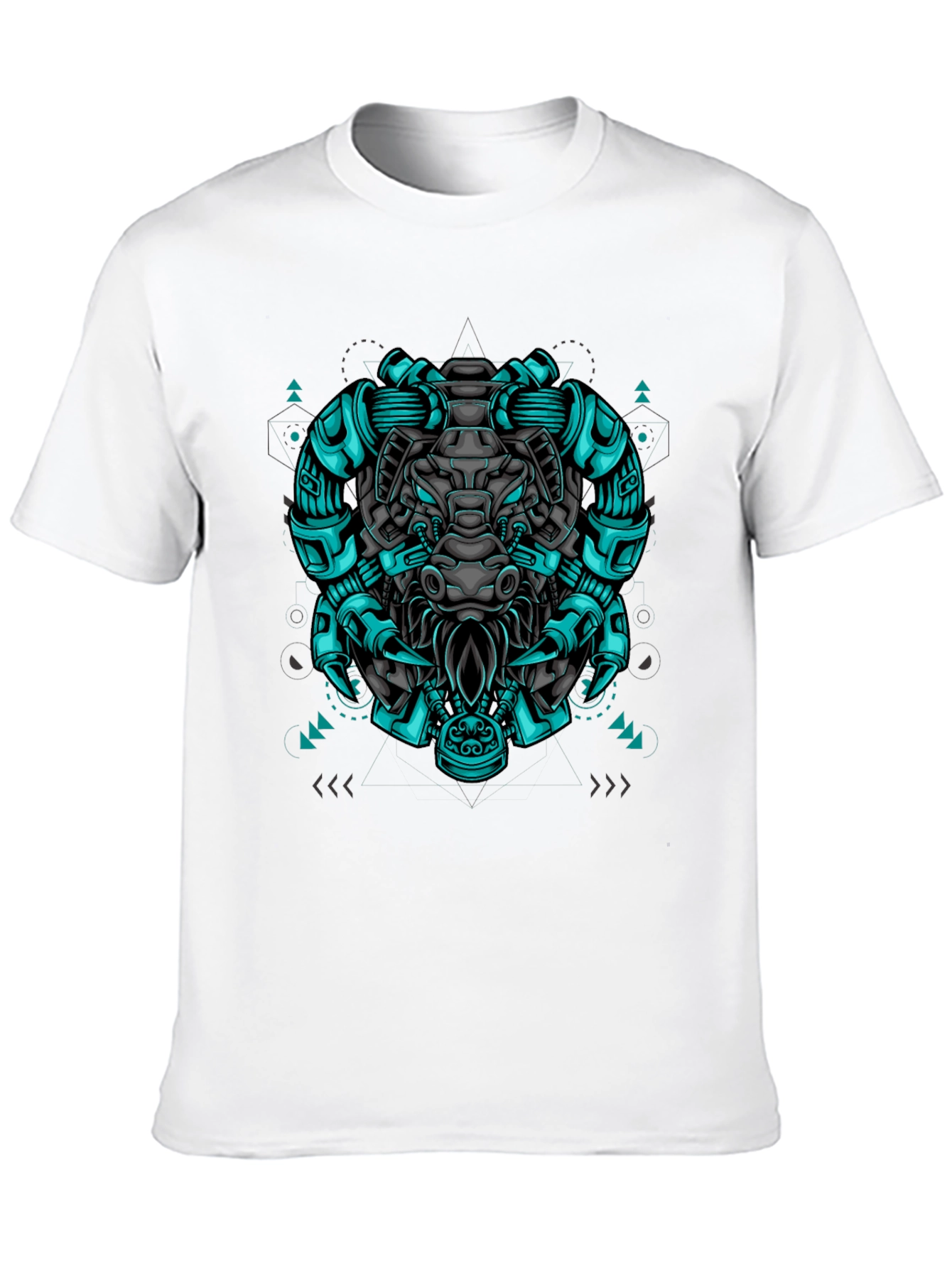 Black Cyberpunk Bull Graphic Tee - Black view 10