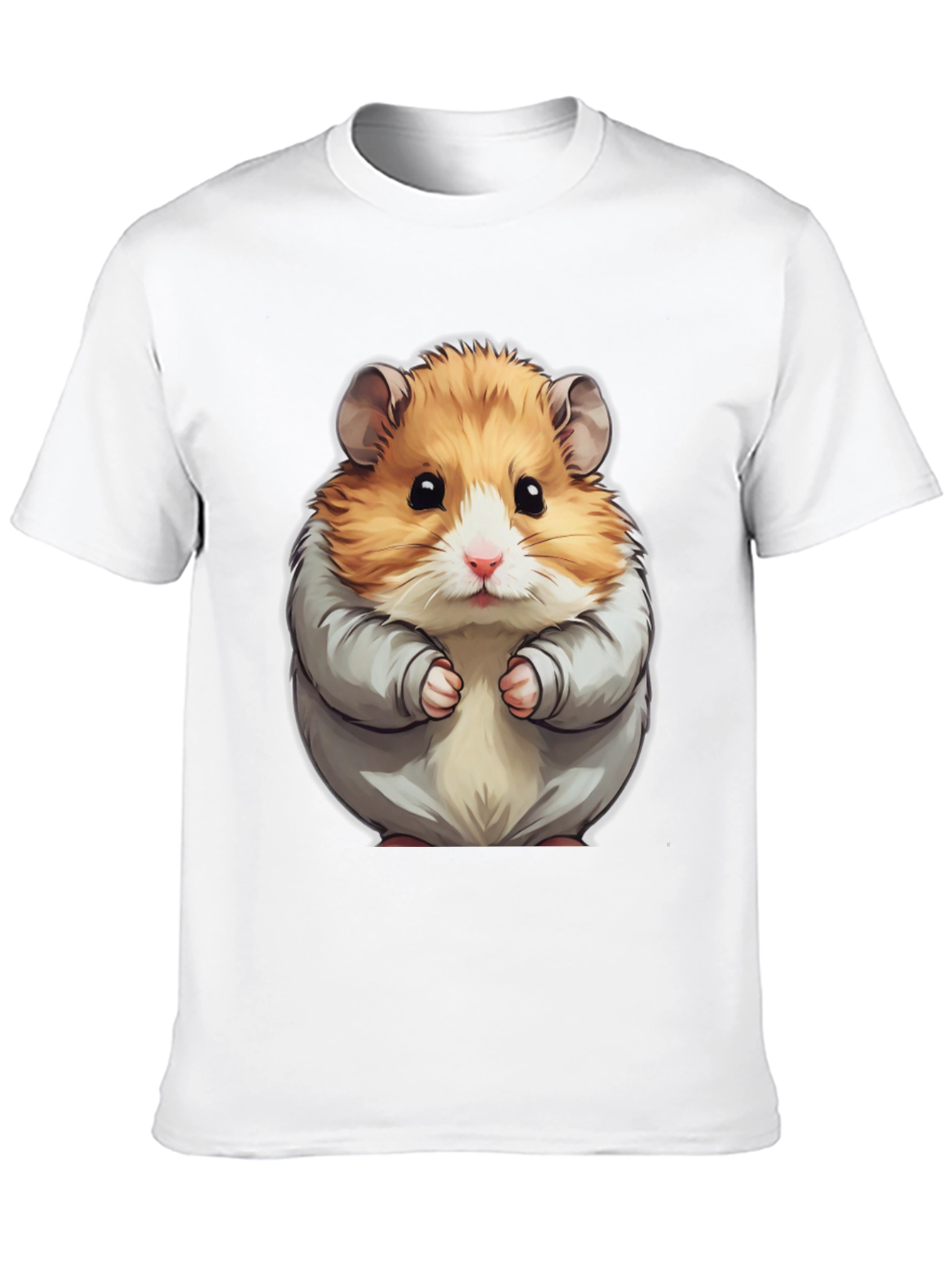 Black Cute Hamster Graphic Tee - Black Cotton T-Shirt view 10