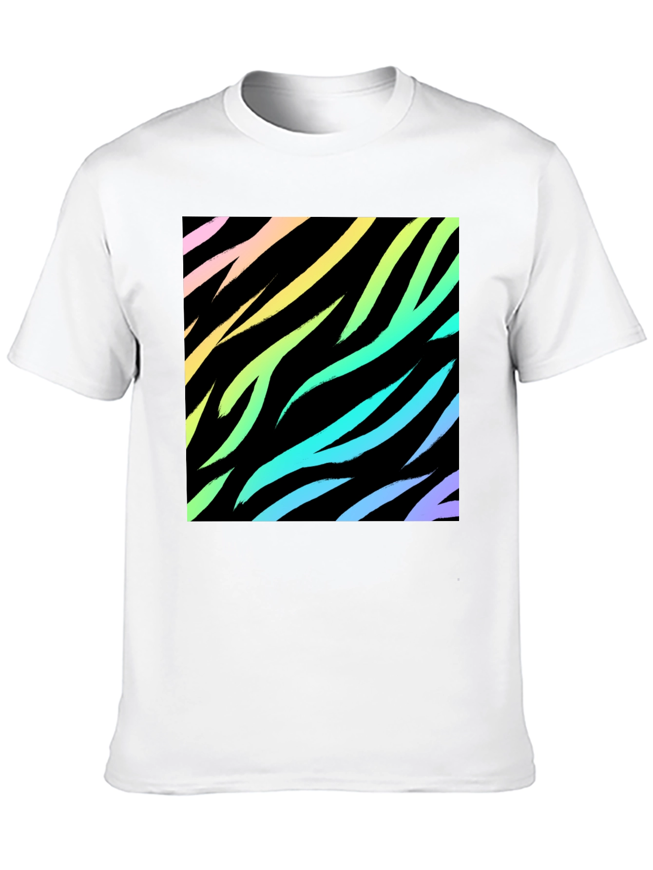 Black Rainbow Zebra Print Black T-Shirt view 10