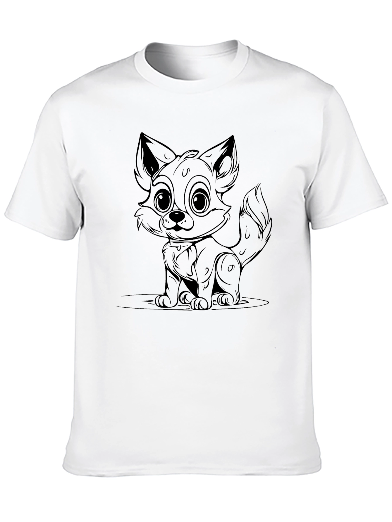 Black Cute Fox Graphic Black T-Shirt view 10