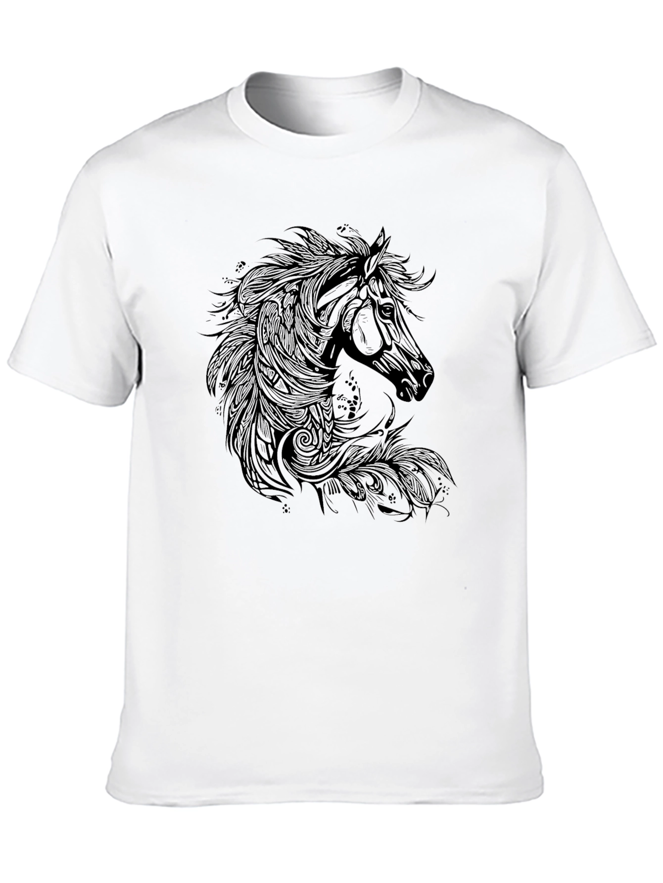 Black Horse Graphic Print T-Shirt - Black view 10