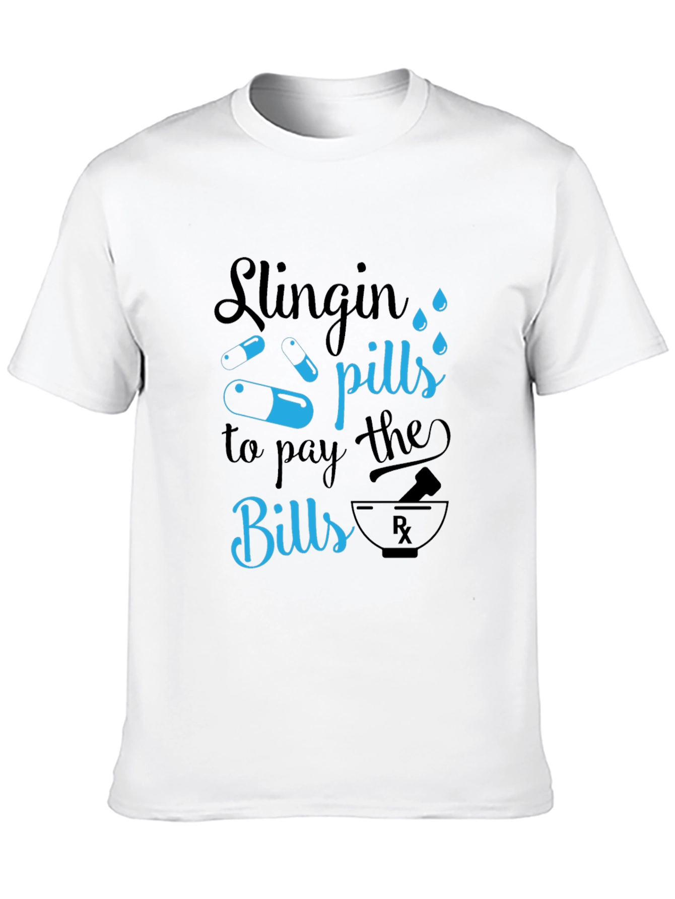 Black Slingin' Pills Graphic T-Shirt - Funny Pharmacy Tee view 10