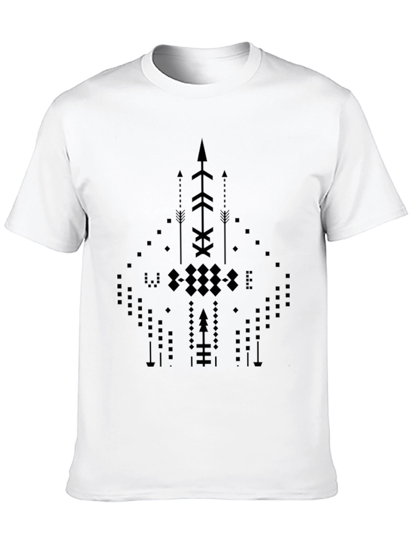 Abstract Geometric Arrow Design Black T-Shirt - 10