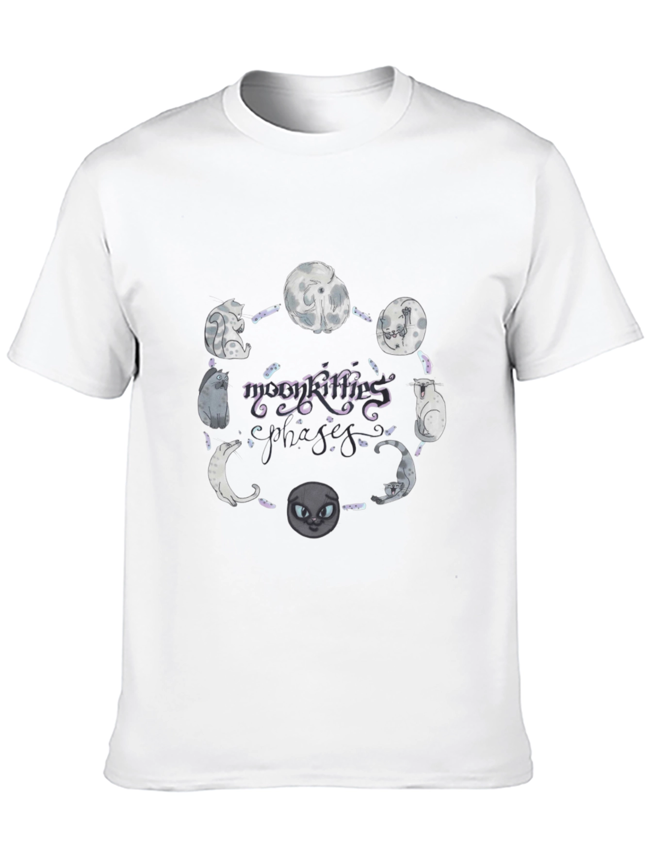Black Moon Phases Cat Graphic T-Shirt view 10