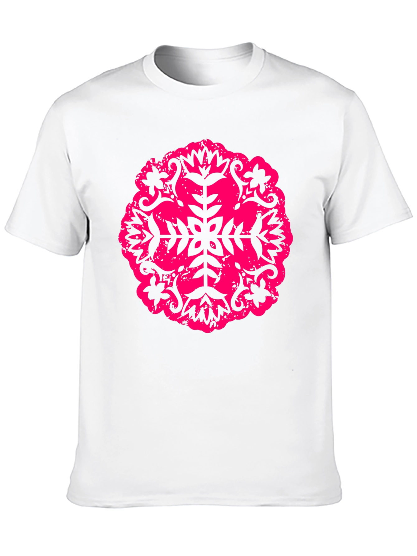 Black Black Tee with Pink Floral Mandala Design view 10
