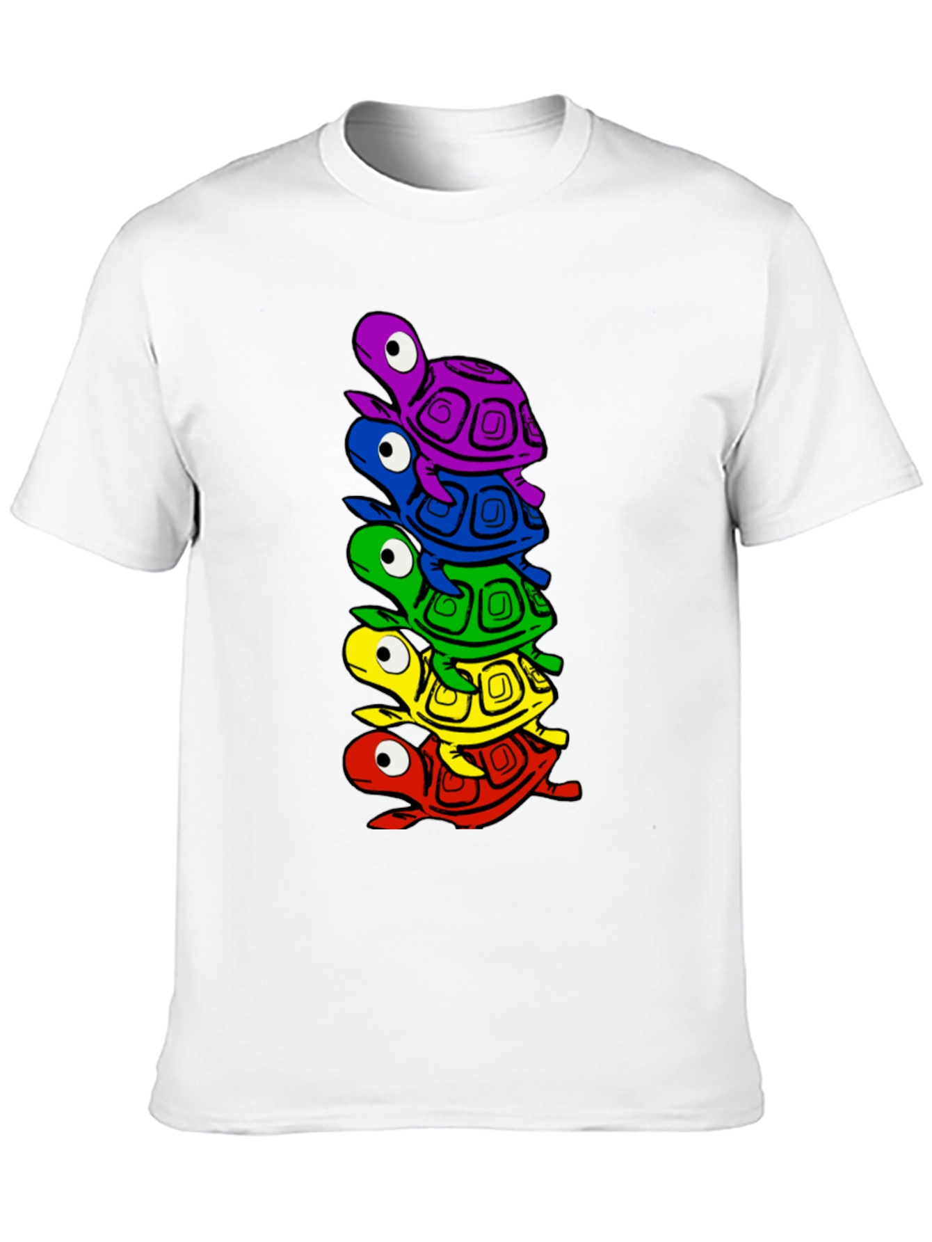 Black Stacked Turtle Graphic Tee - Black Crew Neck T-Shirt view 10