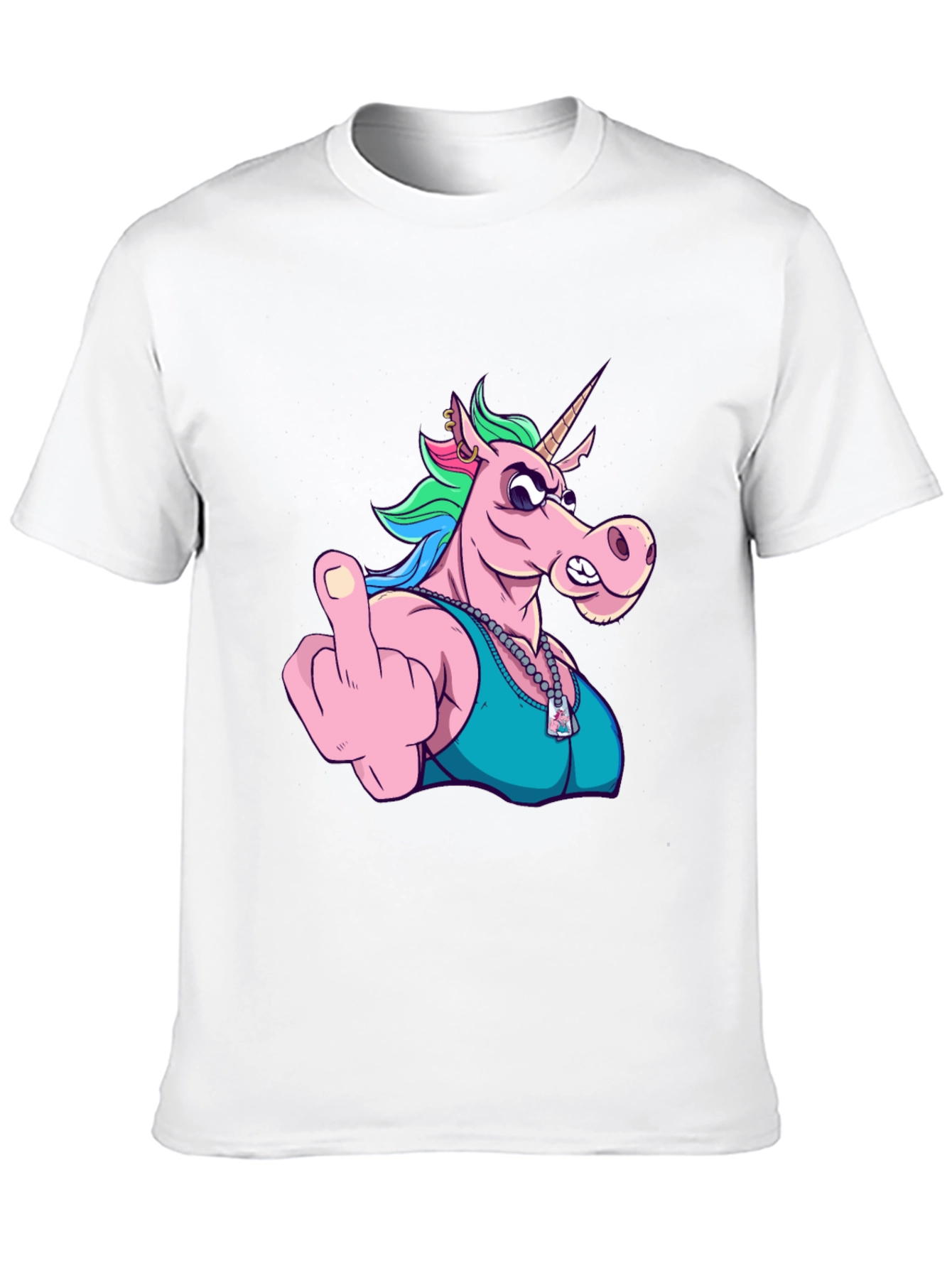 Black Funny Unicorn Middle Finger Graphic Tee view 10