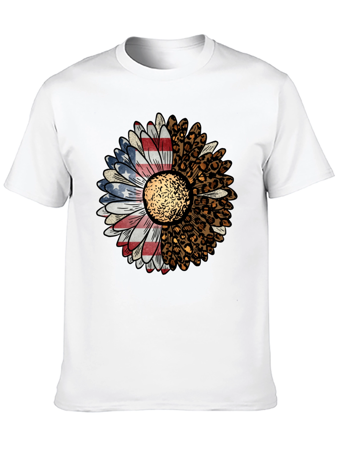 Black American Flag Leopard Sunflower Graphic Tee view 10