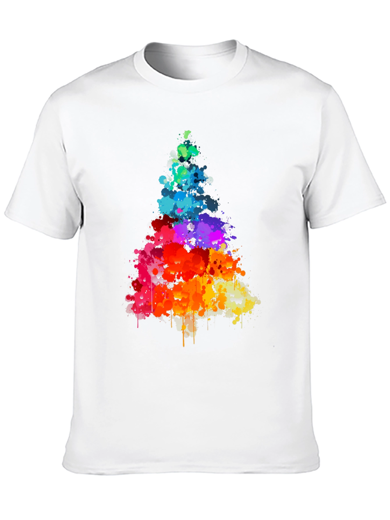 Black Rainbow Splatter Tree Graphic Tee - Black Cotton Shirt view 10