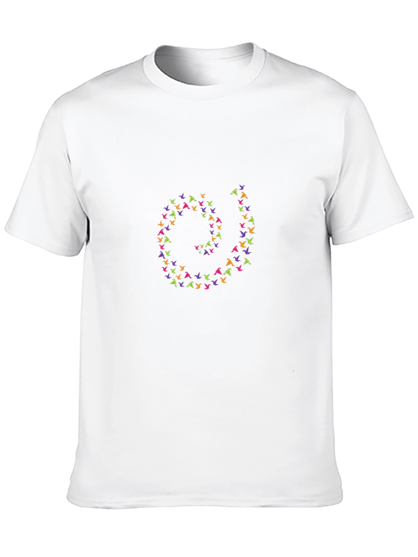 Black Black T-Shirt with Colorful Bird Spiral Design view 10
