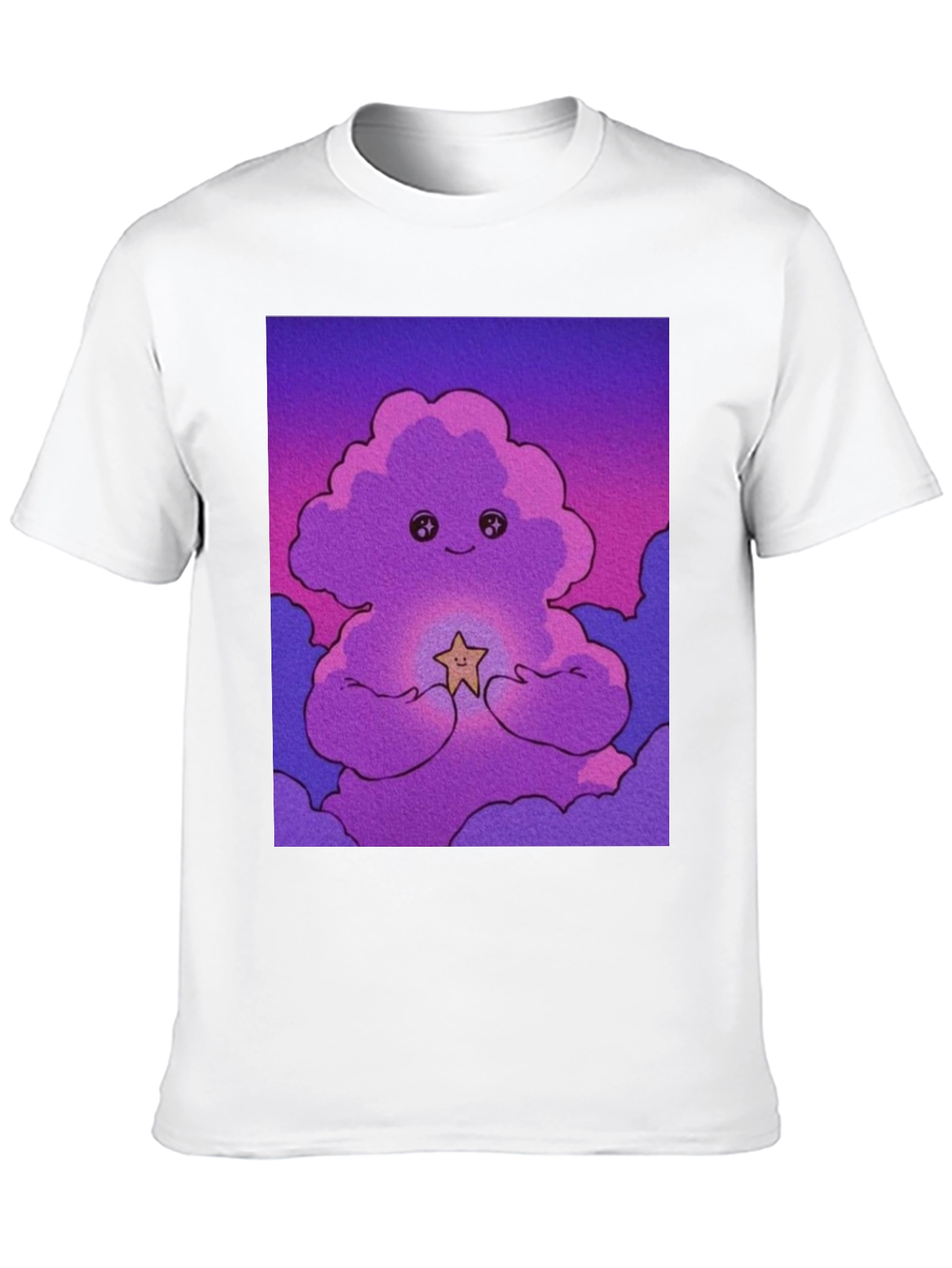 Black Cute Cloud Star Black T-Shirt view 10