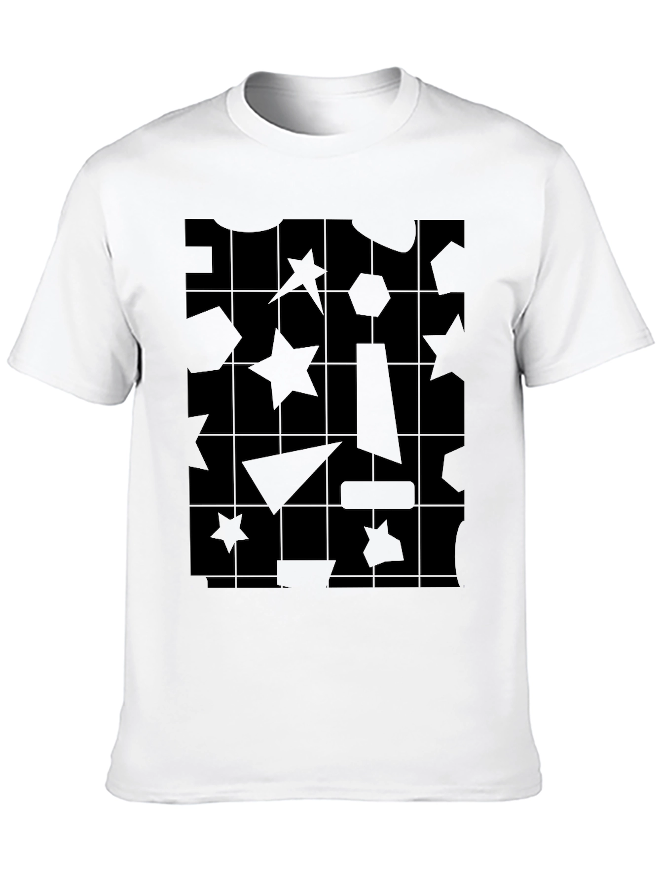 Black Abstract Geometric Pattern Black T-Shirt view 10