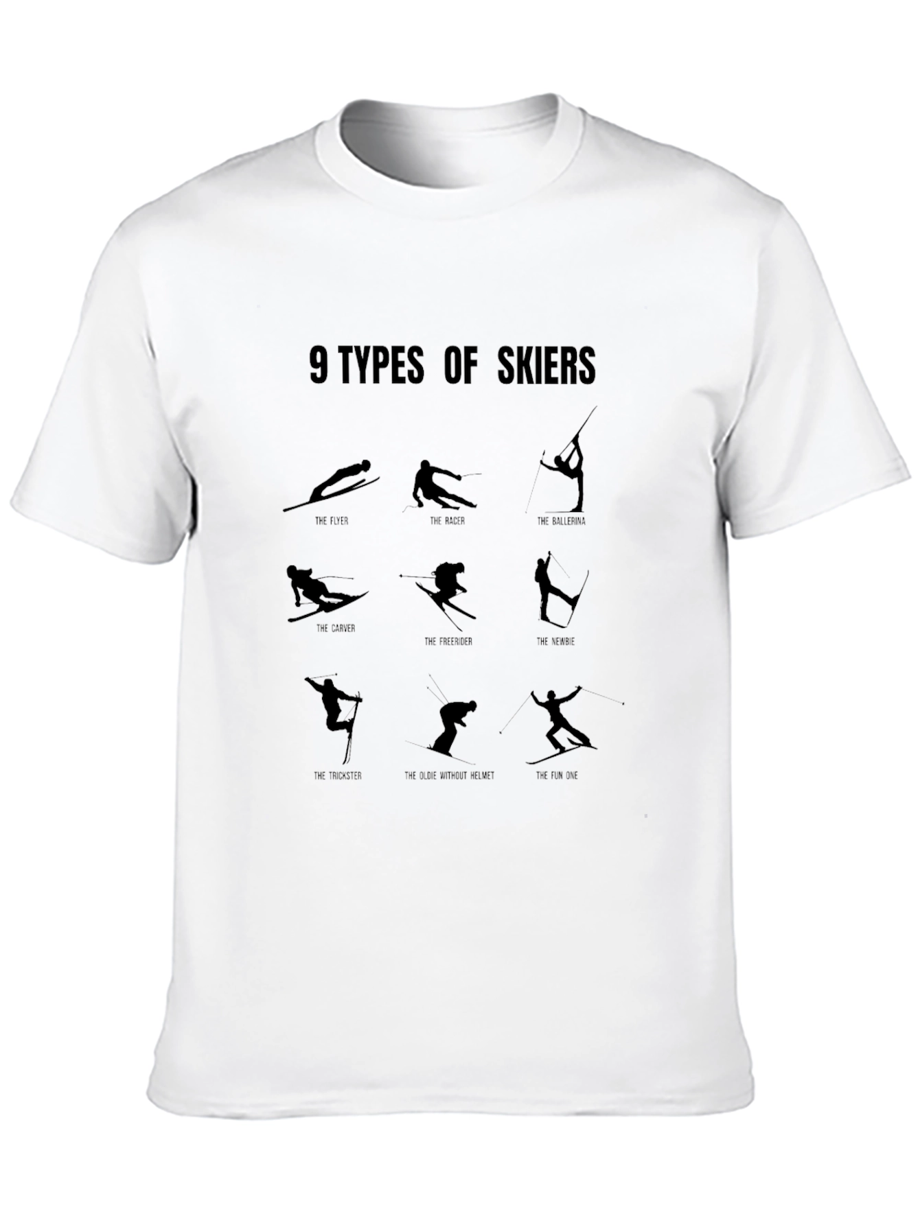 Black 9 Types of Skiers Graphic Tee - Black view 10