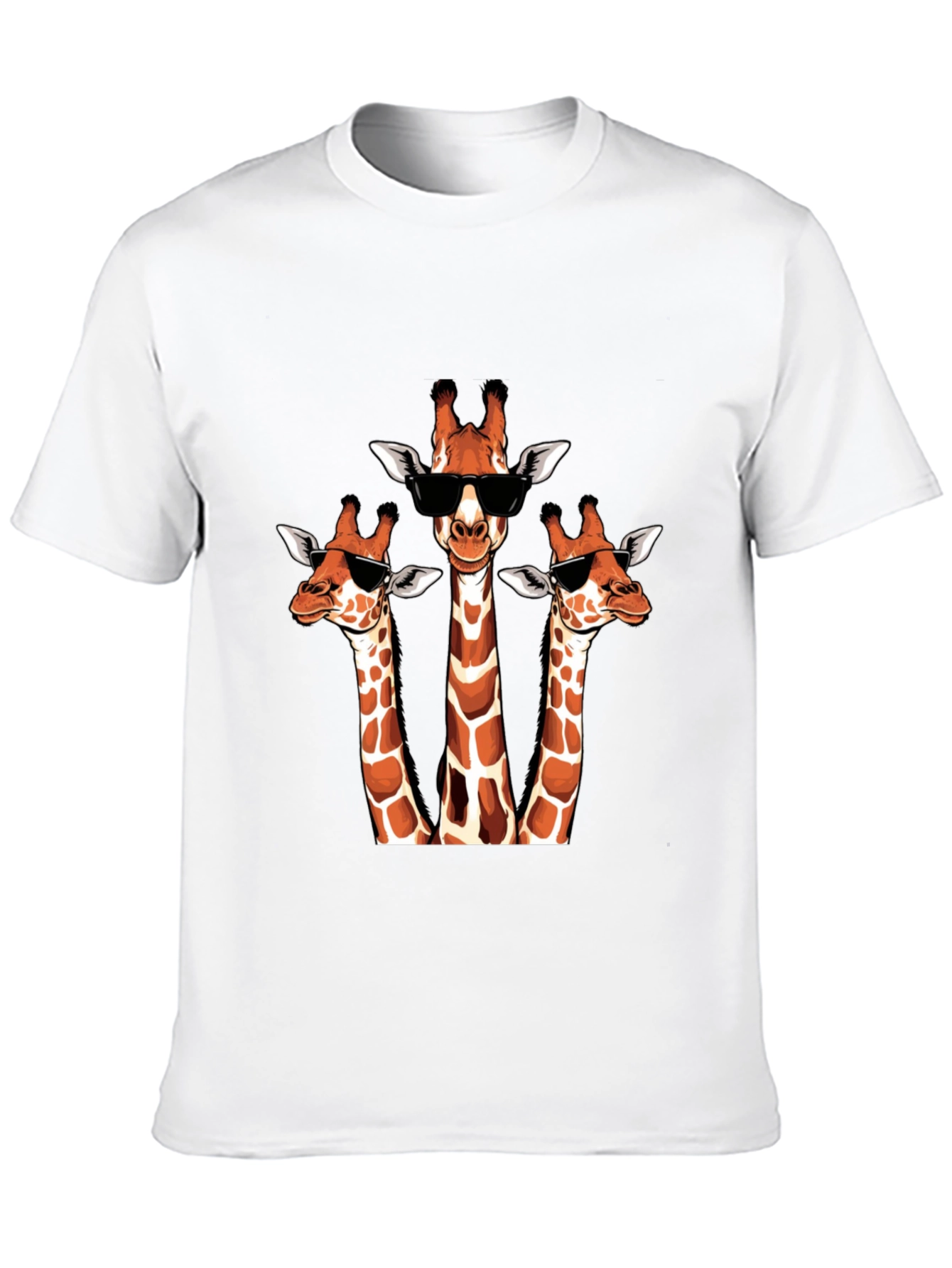 Black Cool Giraffe Trio T-Shirt - Unique Design view 10