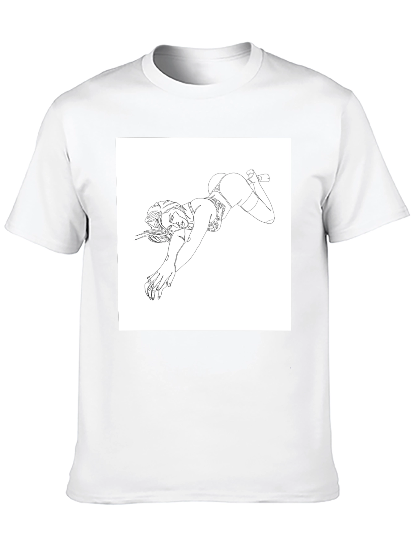 Black Line Art Graphic Tee - Black view 10