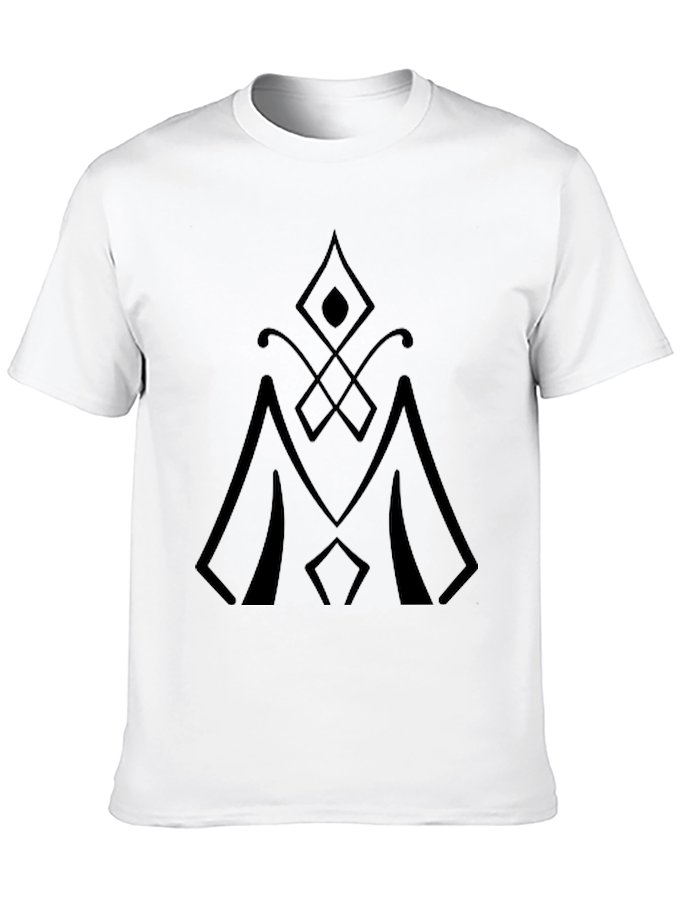 Black Men's Black T-Shirt with Geometric Design view 10