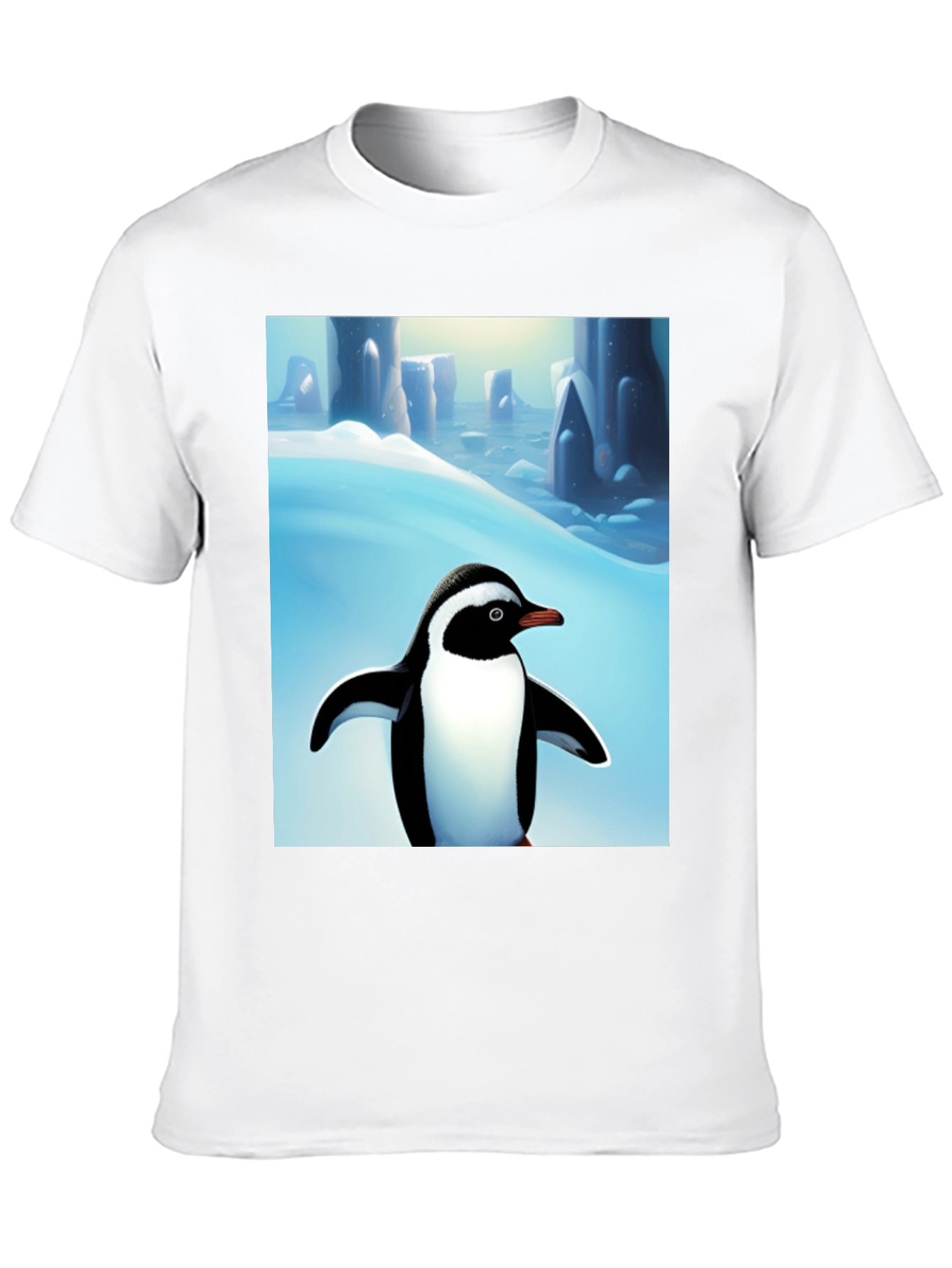 Penguin Arctic Scene Black T-Shirt - 10