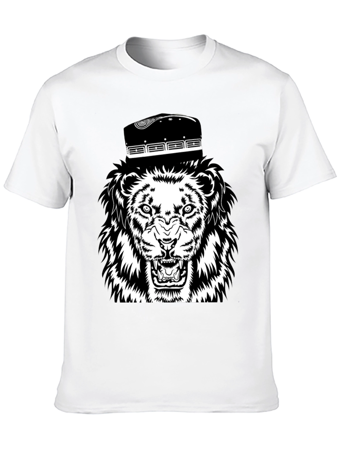 Black Lion with Fez Black T-Shirt view 10