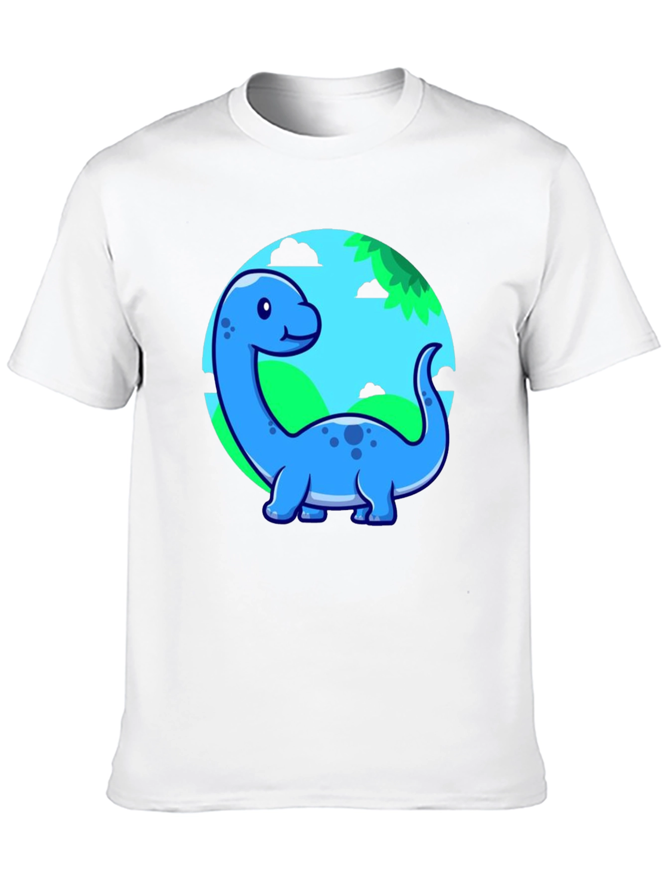 Black Cute Blue Cartoon Dinosaur T-Shirt view 10