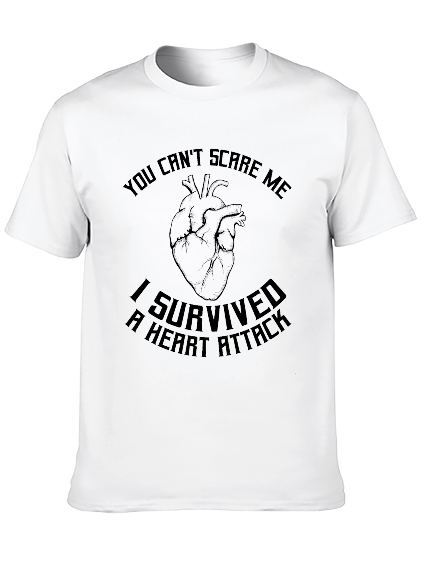 Black I Survived Heart Attack Black Graphic T-Shirt view 10