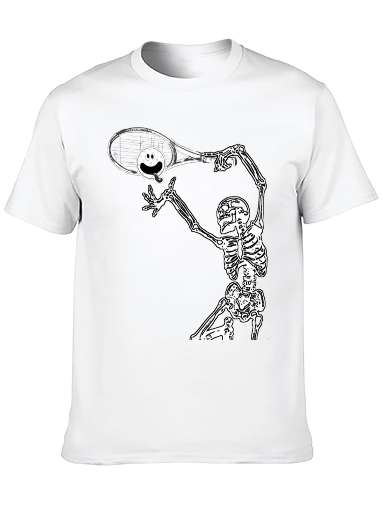 Black Humorous Skeleton Tennis T-Shirt view 10