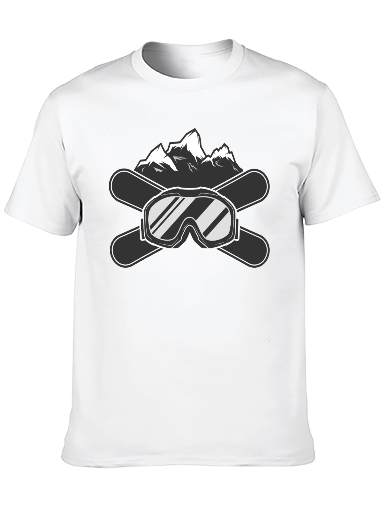 Black Snow Sport Tee: Ski Goggles and Mountain Graphic view 10