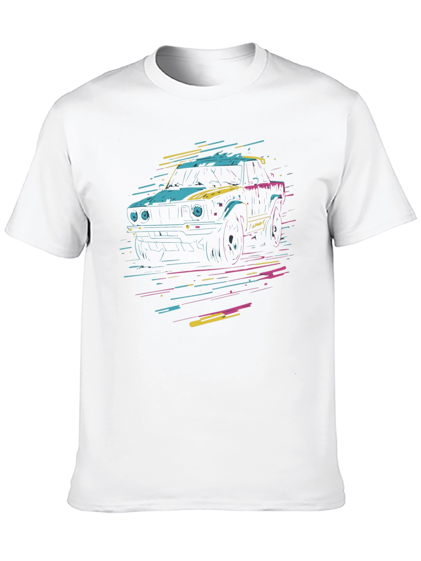 Black Retro Car Graphic Tee - Black Cotton T-Shirt view 10