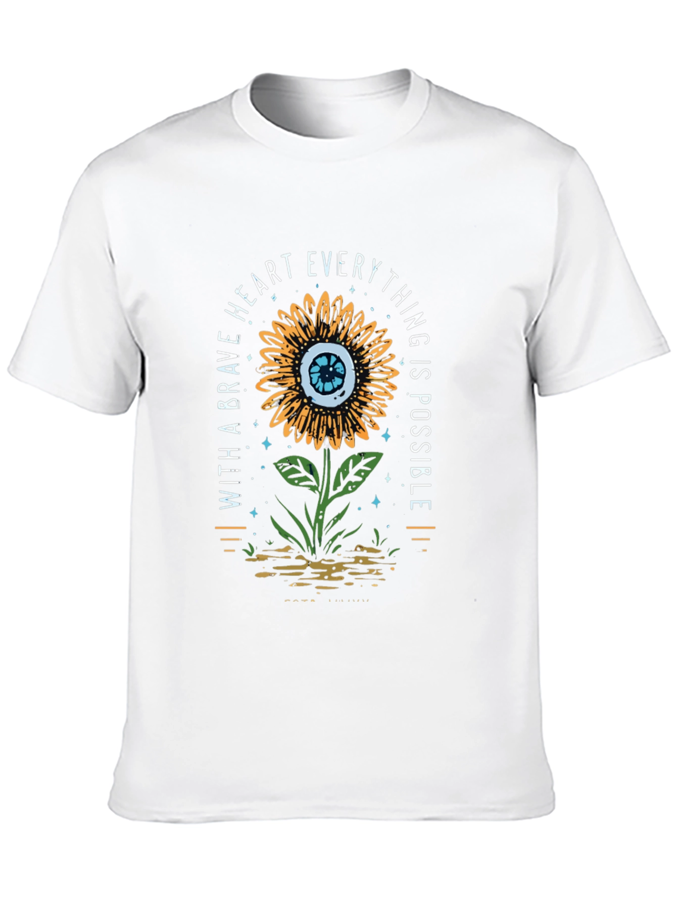 Black Brave Heart Sunflower Graphic Print T-Shirt view 10