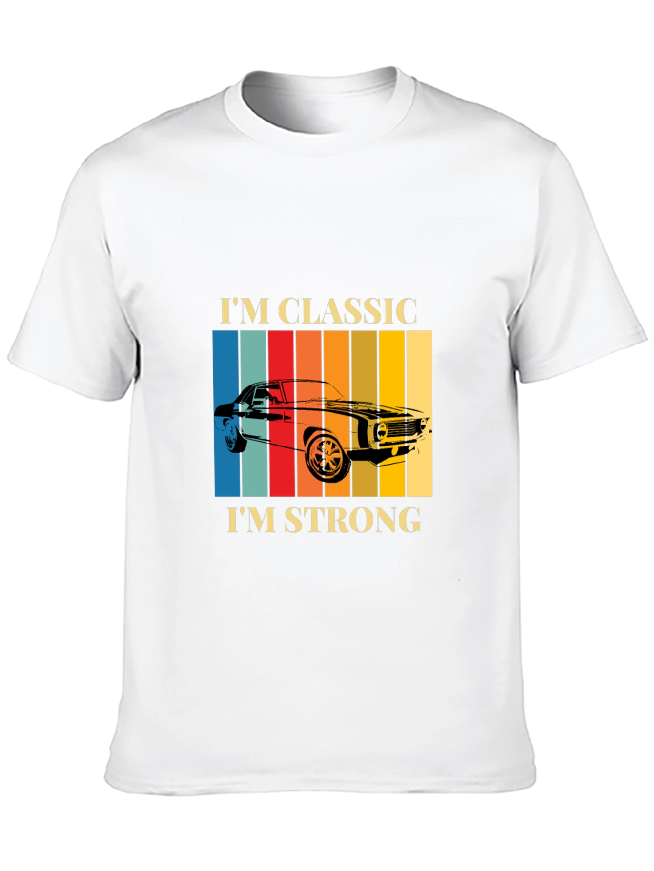 Black Classic Car T-Shirt - Retro Stripes & Bold Statement view 10