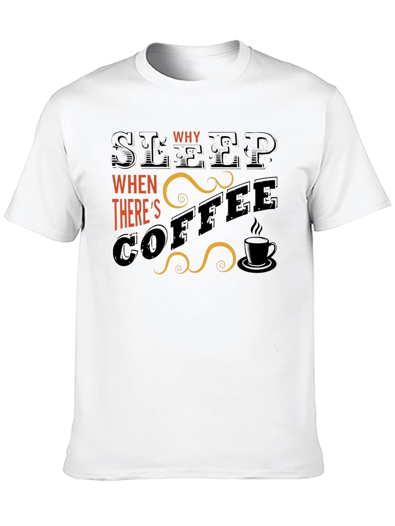 Black Sleep? Why? Coffee Graphic T-Shirt - Black view 10