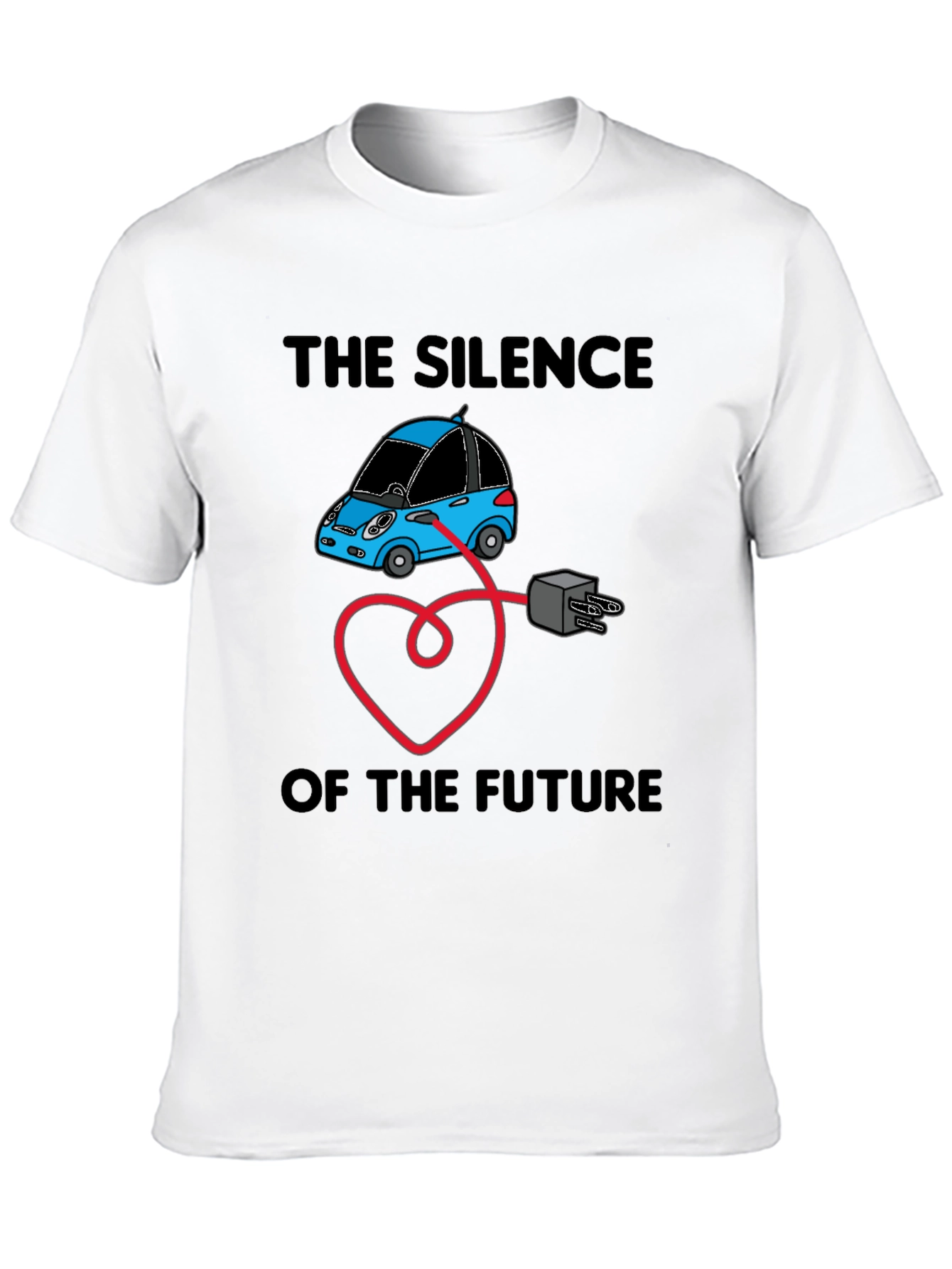Black Electric Car T-Shirt - Silence of the Future view 10