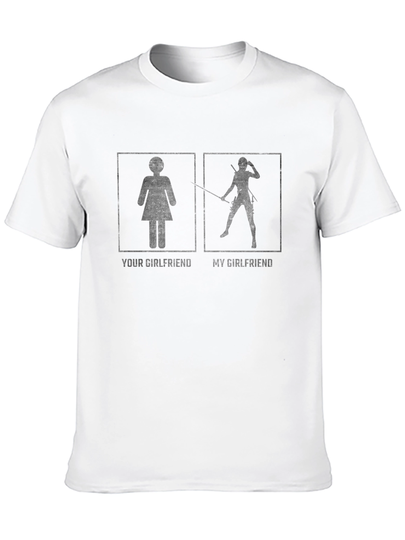 Black Funny "Your Girlfriend vs My Girlfriend" Black T-Shirt view 10