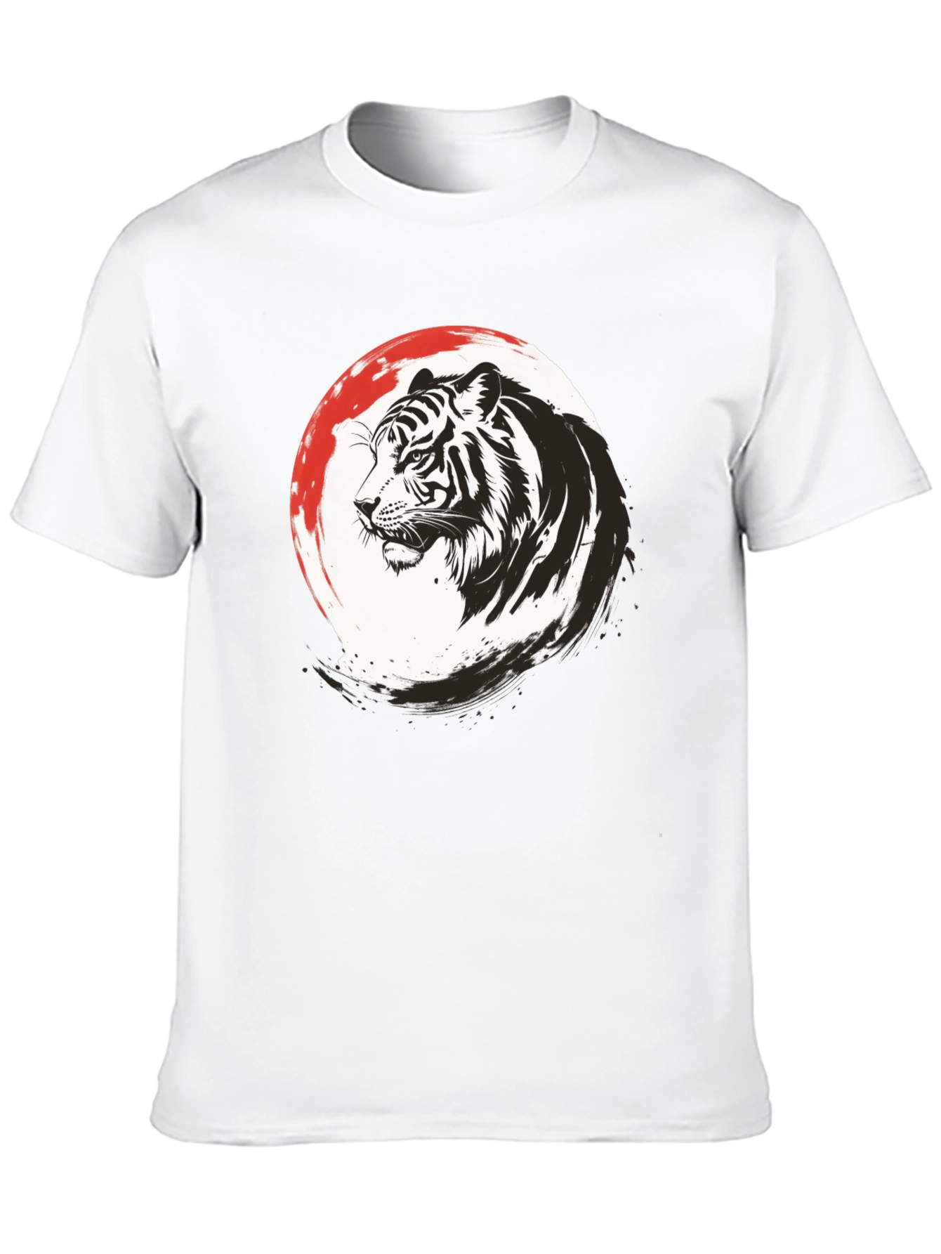 Black Tiger Graphic Print Men's Black T-Shirt view 10