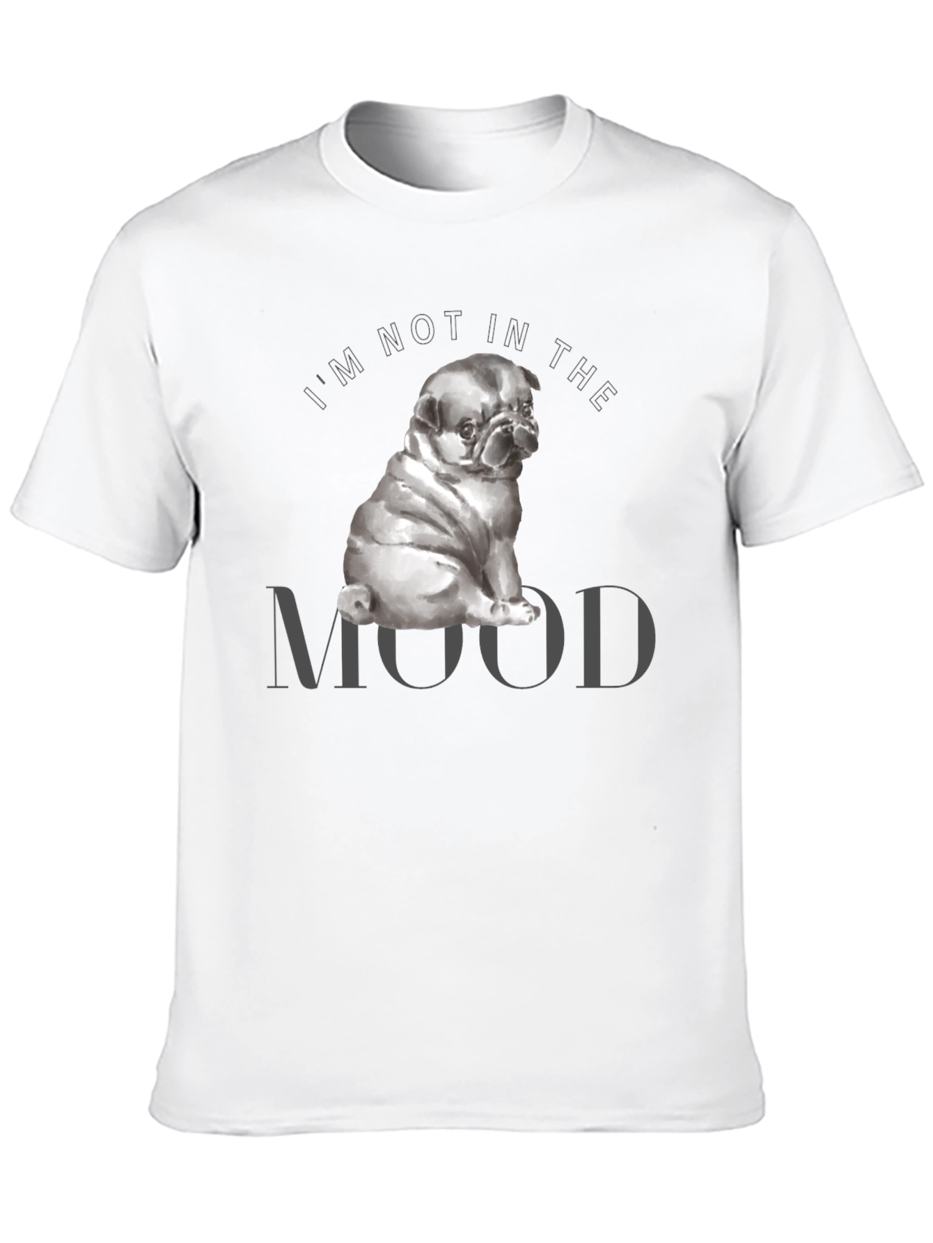 Black Pug Mood Graphic Tee - Men's Short Sleeve Black T-Shirt view 10